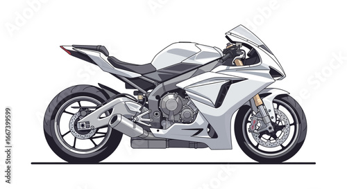 Sleek white sportbike illustration offering an intriguing aesthetic style