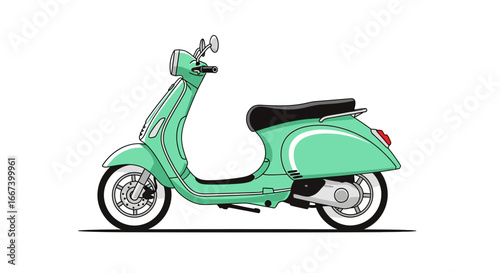 Vector Illustration of a Vintage Italian Scooter in Mint Green Tone