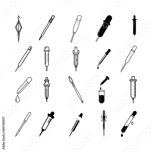 Pipette Outline Illustration Set for Science and Laboratory Design