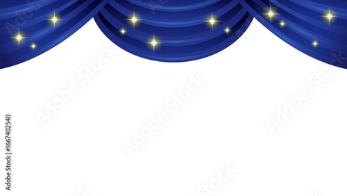 青いカーテンのステージ素材