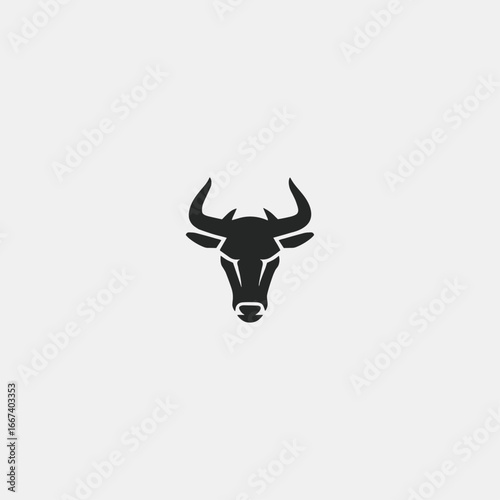 Bull head Logo icon flat vector design