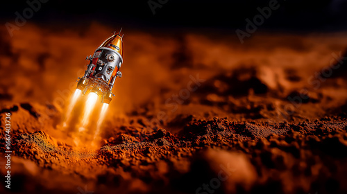 Spacecraft final approach to Mars orbit red planet growing larger in viewports completion of interstellar journey arrival at new home