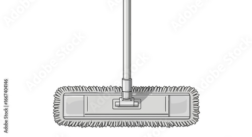 Illustration of a mop with a gray mop head on a white background