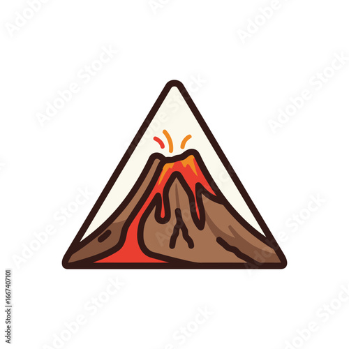 Volcanic Eruption Inside Triangle Warning Sign.