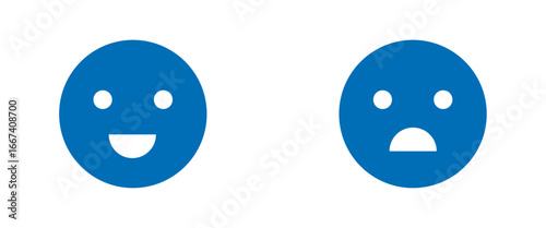 Happy and sad icons for reviews, positive, negative, emotions and rating.
