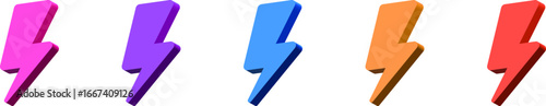 3d flash thunder power icon, flash lightning bolt icon with thunder bolt - Electric power icon symbol - Power energy icon sign for apps and website