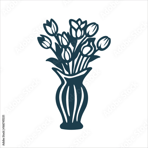 Elegant Tulip Bouquet in Vase, Minimalist Design Mothers Day Tulip bouquet in a vase soft curves elegant