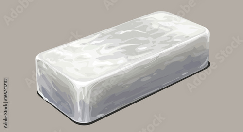 Rectangular Bar of Creamy Feta Cheese with a Glossy Finish Presentation