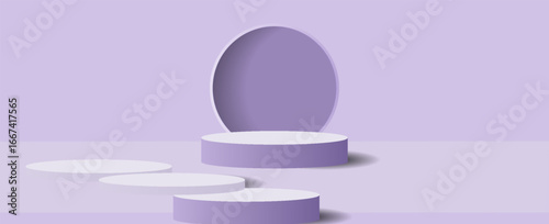 Paper cut of minimal scene with purple cylinder podium on purple background. Product presentation, mock up, show cosmetic. eps10 website