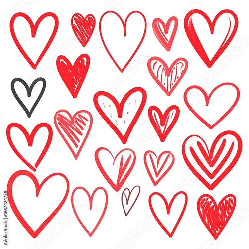 Collection of hand-drawn hearts