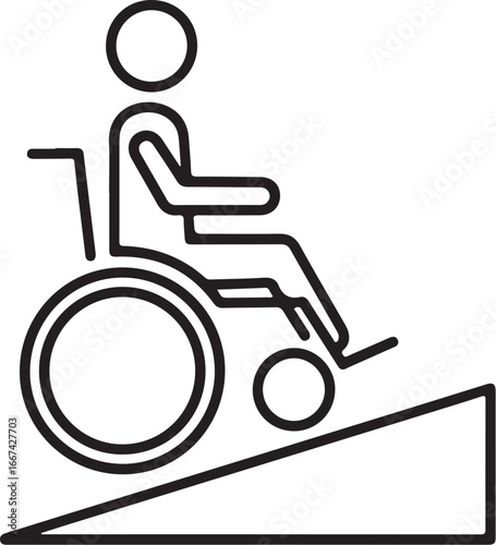 Vector art of person in wheelchair on ramp