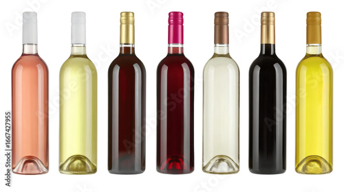 Elegant collection of wine bottles showcasing diverse colors and varieties