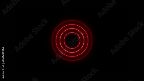 Neon line Technology radio waves signal icon animation. Radio waves background. Network tower produced radio wave concept. Neon circle technology radio waves.