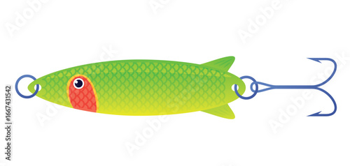Bright fishing balancer designed for fishing, has the shape of a fish with hooks, ideal for attracting various types of fish during fishing.