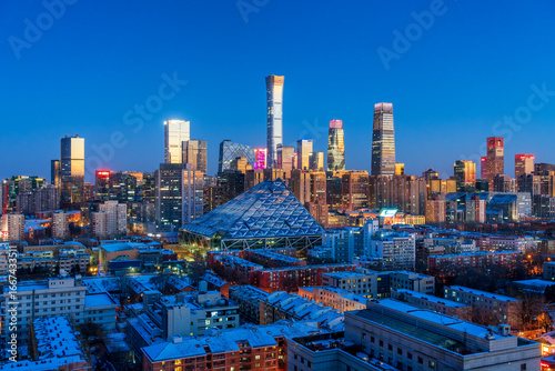 Prosperous Beijing CBD night view at dusk