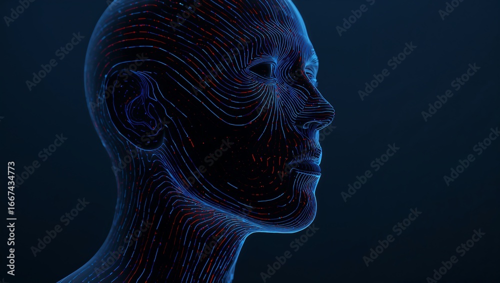 Obraz premium Artificial intelligence human head digital mind technology concept