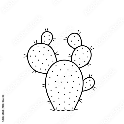 Cactus. Desert prickly plant. Doodle sketch style. Isolated vector illustration.