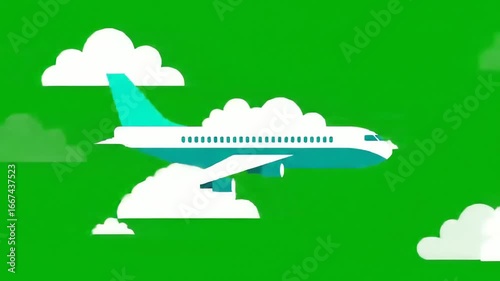 Cartoon Airplane Soaring Through Clouds: A Simple Flight