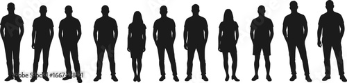 Wallpaper Mural Silhouettes of diverse men and women standing in a row, human figures, teamwork concept, business people, vector illustration design Torontodigital.ca