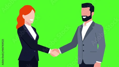 Business Partnership: Successful Handshake Animated