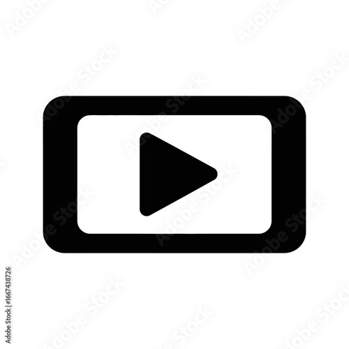 Free Download Solid black play button icon with a triangle inside a rounded rectangle frame. - GFXLoad