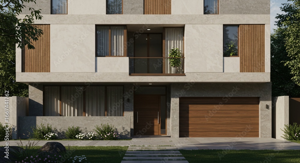 Fototapeta premium Daylit Contemporary House: Minimalist Style & Neutral Colors
