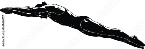 Vector art of a swimmer diving into the water, showcasing athleticism, determination, and the pursuit of excellence in sports.