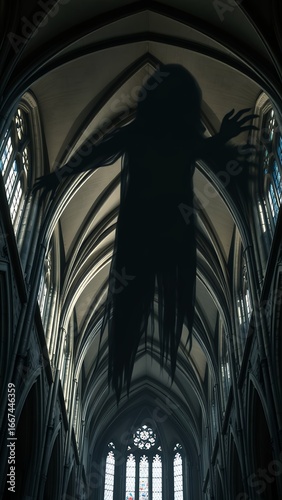Silhouette of Person in Gothic Cathedral