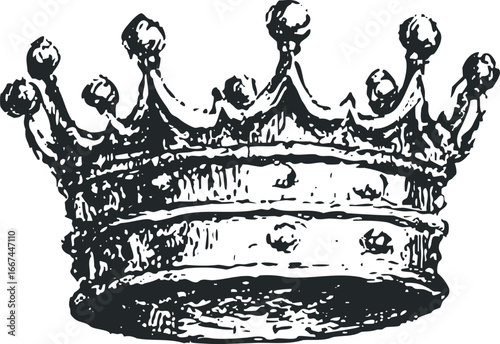 Antique Stylized Crown Silhouette Against White Background