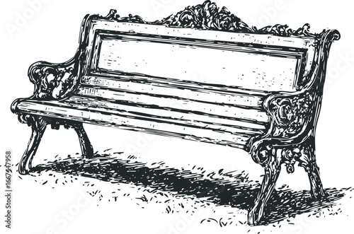 Ornate Cast Iron Garden Bench with Elaborate Scrollwork Detail