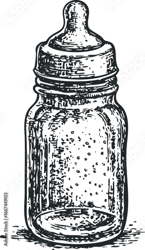 Vintage Baby Bottle with Nipple and Screw-On Cap