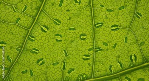 Leaf macro showing stomata and veins under soft light