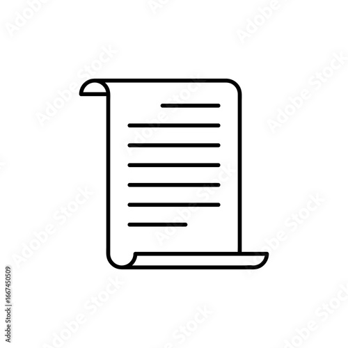 Scroll paper icon vector logo simple linear illustration for web and app..eps