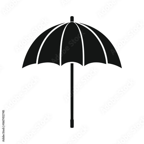 black silhouette umbrella isolated on white background vector icon illustration clipart minimalist simple flat black bold