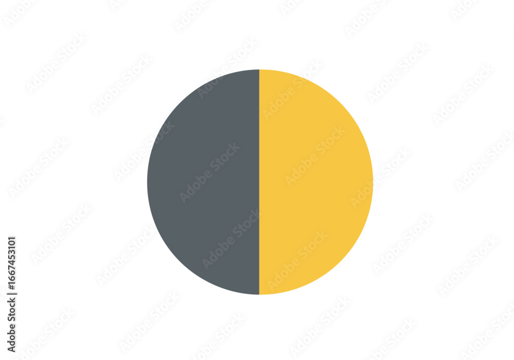 Fototapeta premium Half Black Half Yellow Circle Graphic.