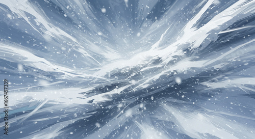 Abstract Snowy Winter Landscape with Blizzard Effect