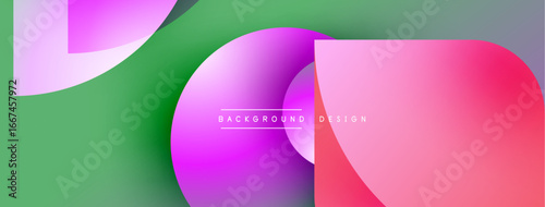 Abstract geometric shapes overlap. Vivid colors blend, creating modern design. Gradient shades enhance visual appeal. Minimalist composition.