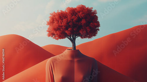 Minimal Red Background Abstract Illustration