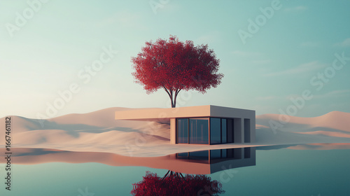 Minimal Red Background Abstract Illustration