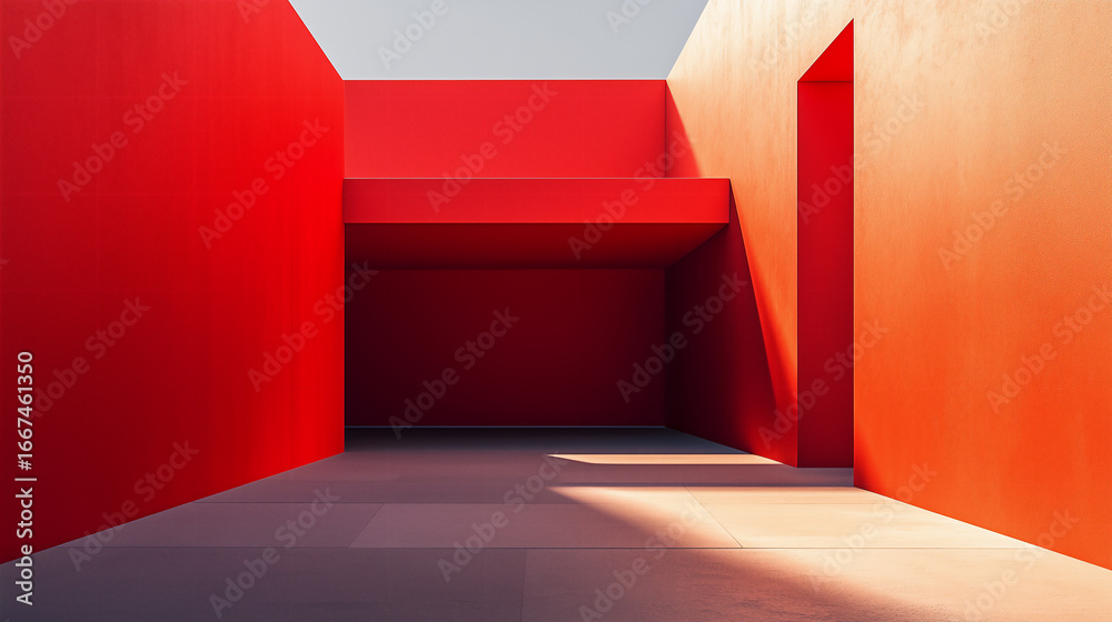Fototapeta premium Minimal Red Background Abstract Illustration