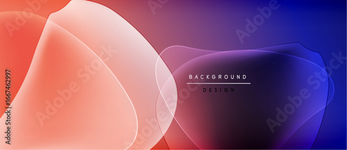 Abstract gradients blend, creating flowing shapes. Colors shift from coral to purple. Minimalist design with text overlay.