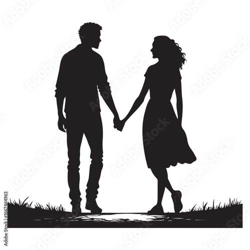 A black silhouette of a couple vector