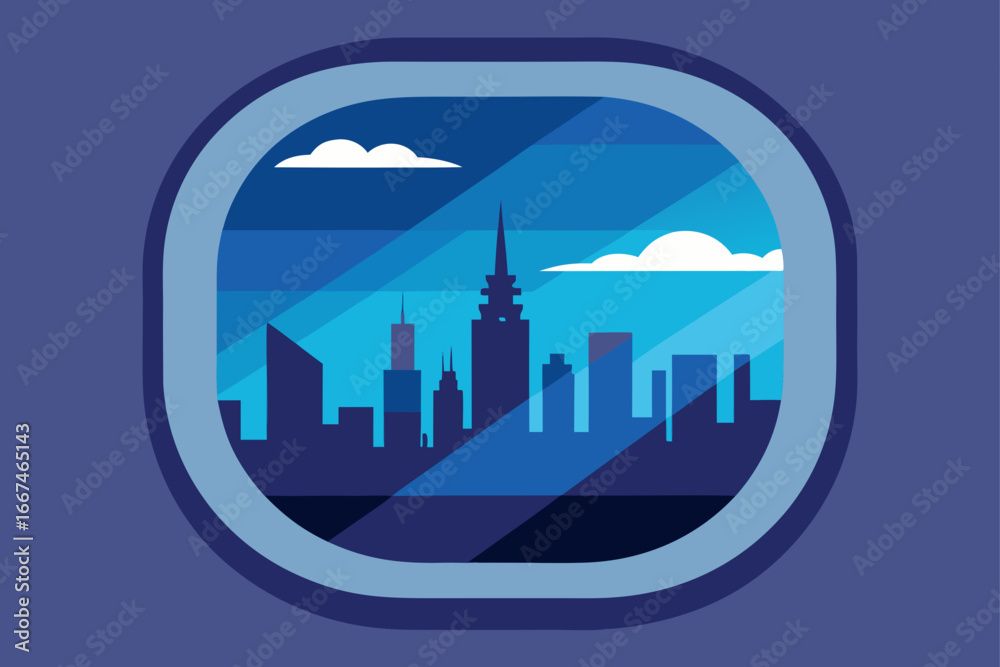 Obraz premium Dramatic City Seen from Airplane Window