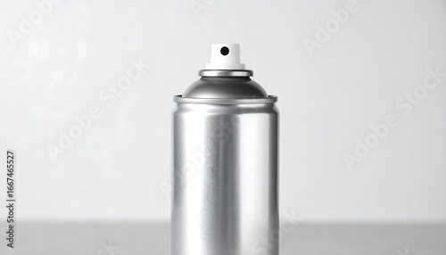 Silver spray can on a surface