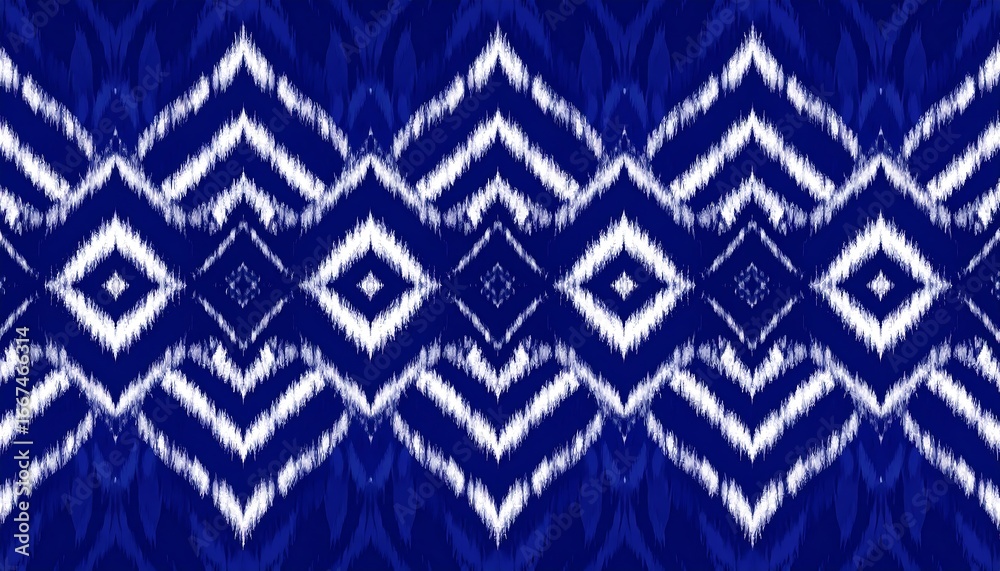 Indigo Ikat Textile Pattern.