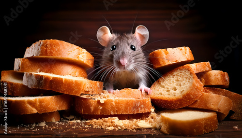 The rat ate the bread in the bread pile