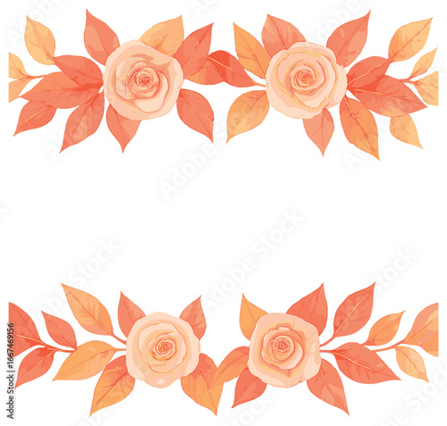 Autumn leaves and roses vector for thanksgiving: watercolor floral background design
