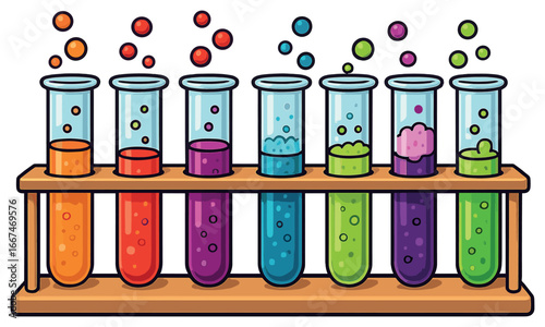 Whimsical test tubes vector for science halloween theme – colorful, fun, chemistry art