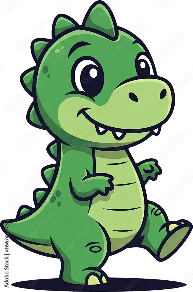 Naklejka premium Cute Green Dinosaur Character