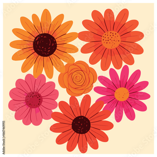 Vibrant floral art vector: blossoming botanical patterns and colorful floral arrangements